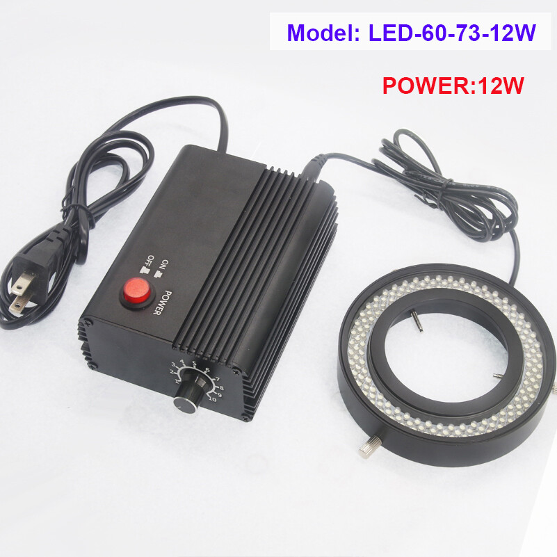 10W/12W 144 LED Ring Light 73mm Illuminator Lamp For Industry Microscope Camera