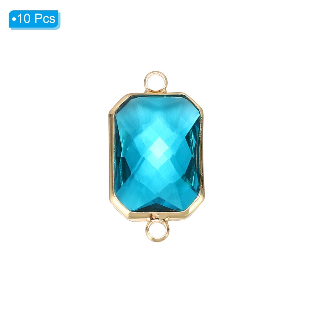 Birthstone Connector Link, 10Pcs Diamond Links Rectangle, Light Blue