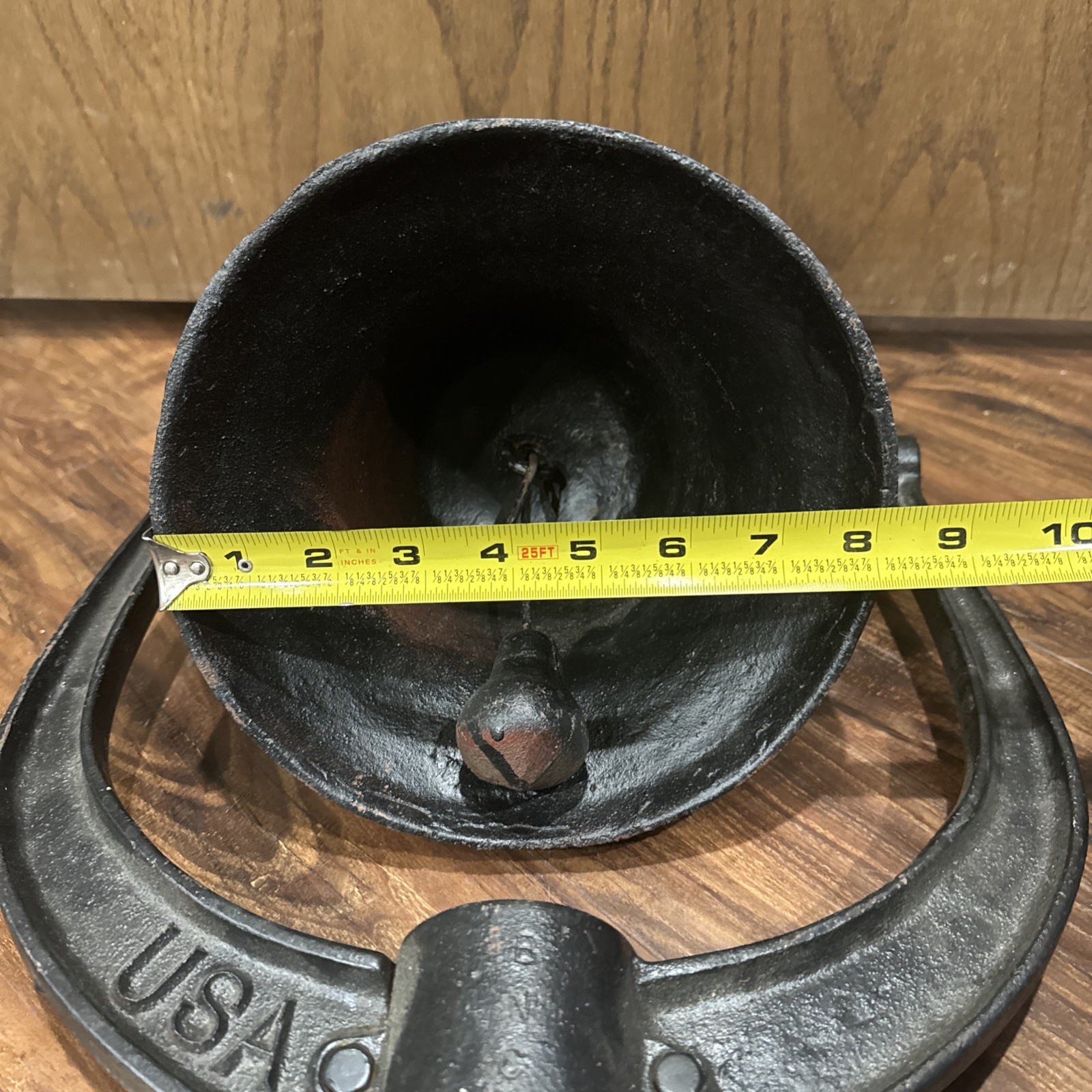 Antique Cast Iron USA Farm School Dinner Church Bell With Yoke 8.5” inches