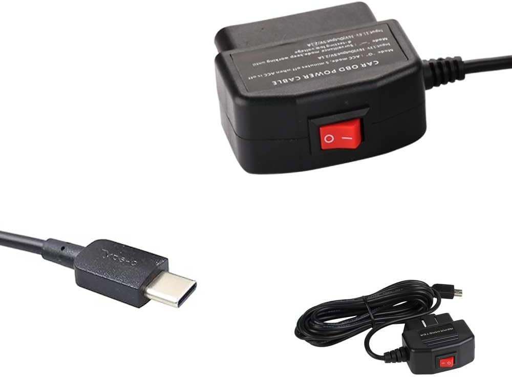 24/7 Dash Camera Power Supply - OBD Type-C Cable with Mode Switch Functionality
