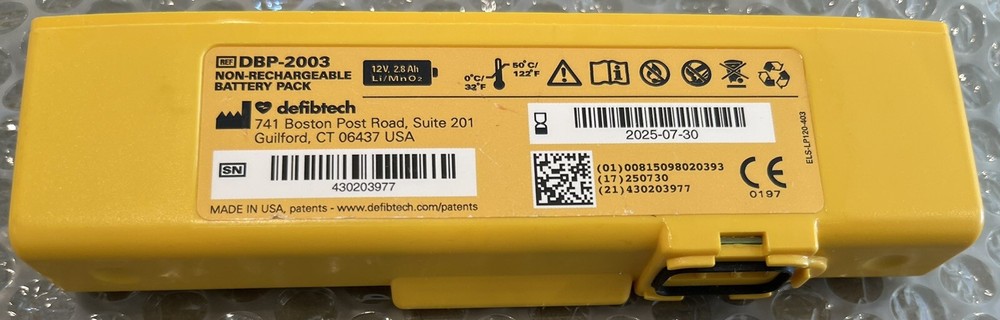 Defibtech Defibrillator Battery DBP-2003 AED Replacement Unit Exp July 2025
