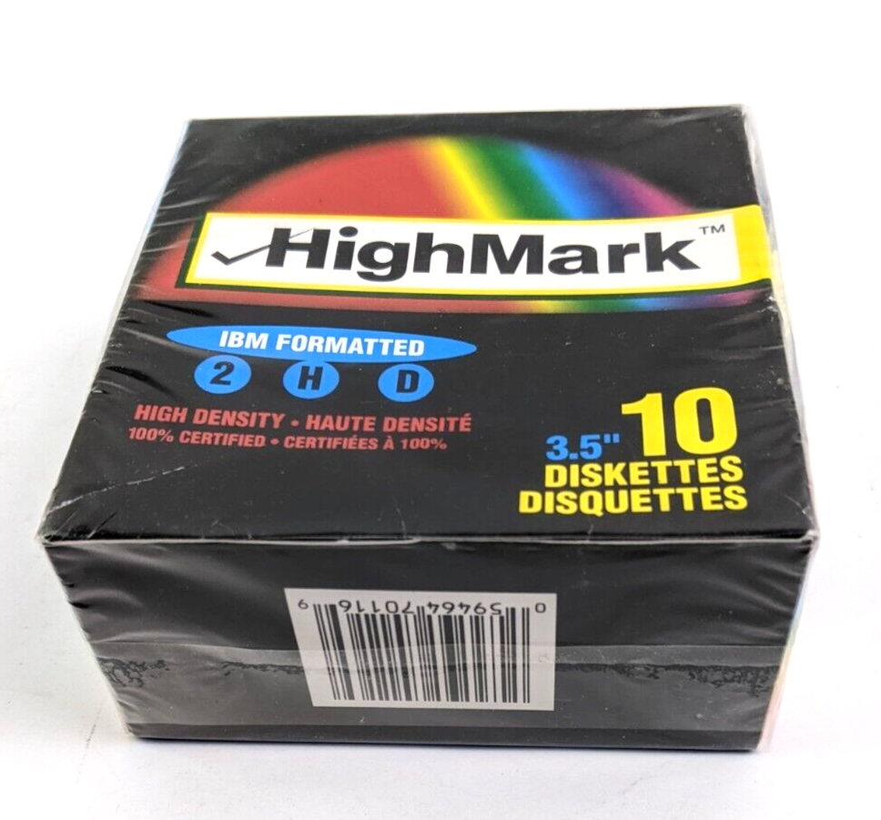 HighMark 2HD IBM Formatted 3.5 microdiscs floppy New Sealed 10 pack