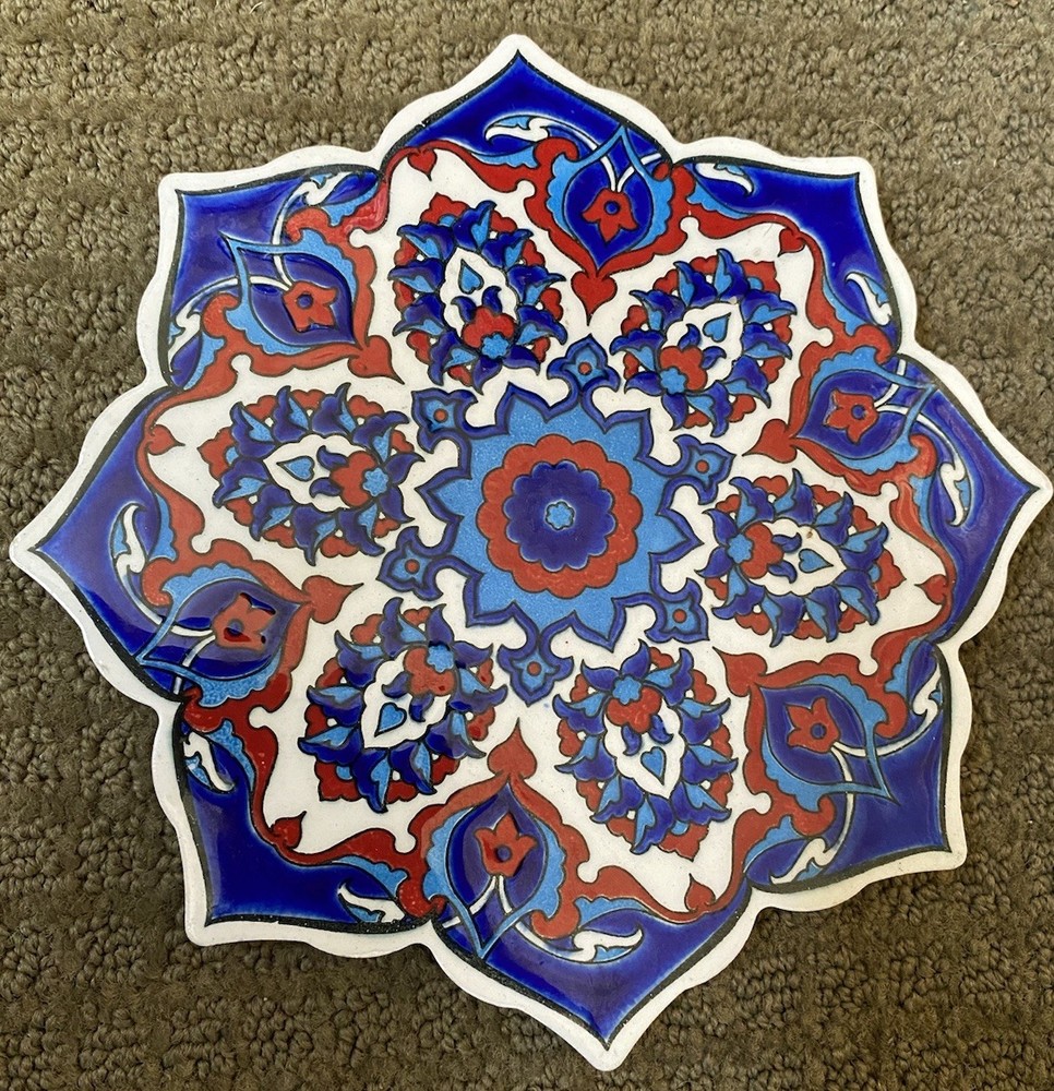 Traditional Turkish Art Ceramic Clay 7” Trivet Tile