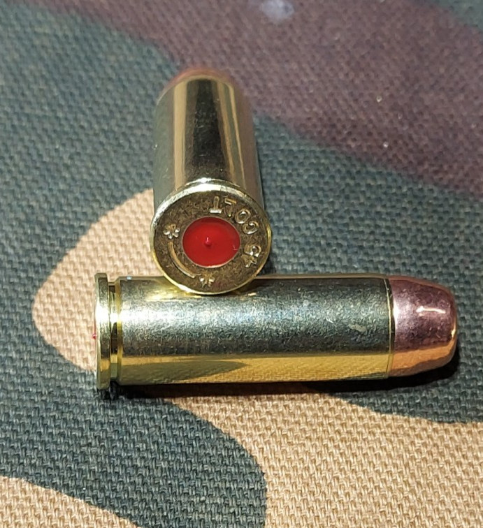 45 LONG COLT SNAP CAPS SET OF 6, BRASS AND FMJ, REAL WEIGHT!!! 45LC 45 COLT