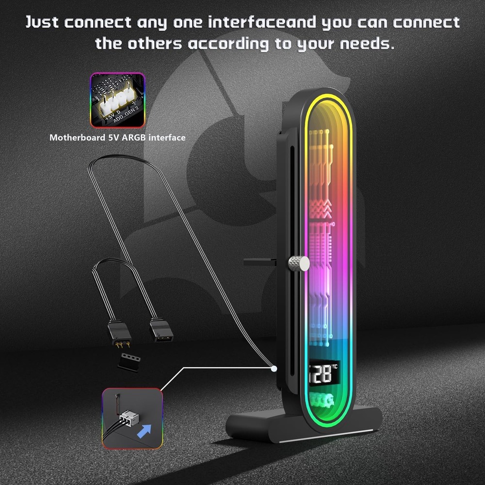 GPU Support Bracket Adjustable Height 35-157mm Magnetic Base Silicone Pad Temp