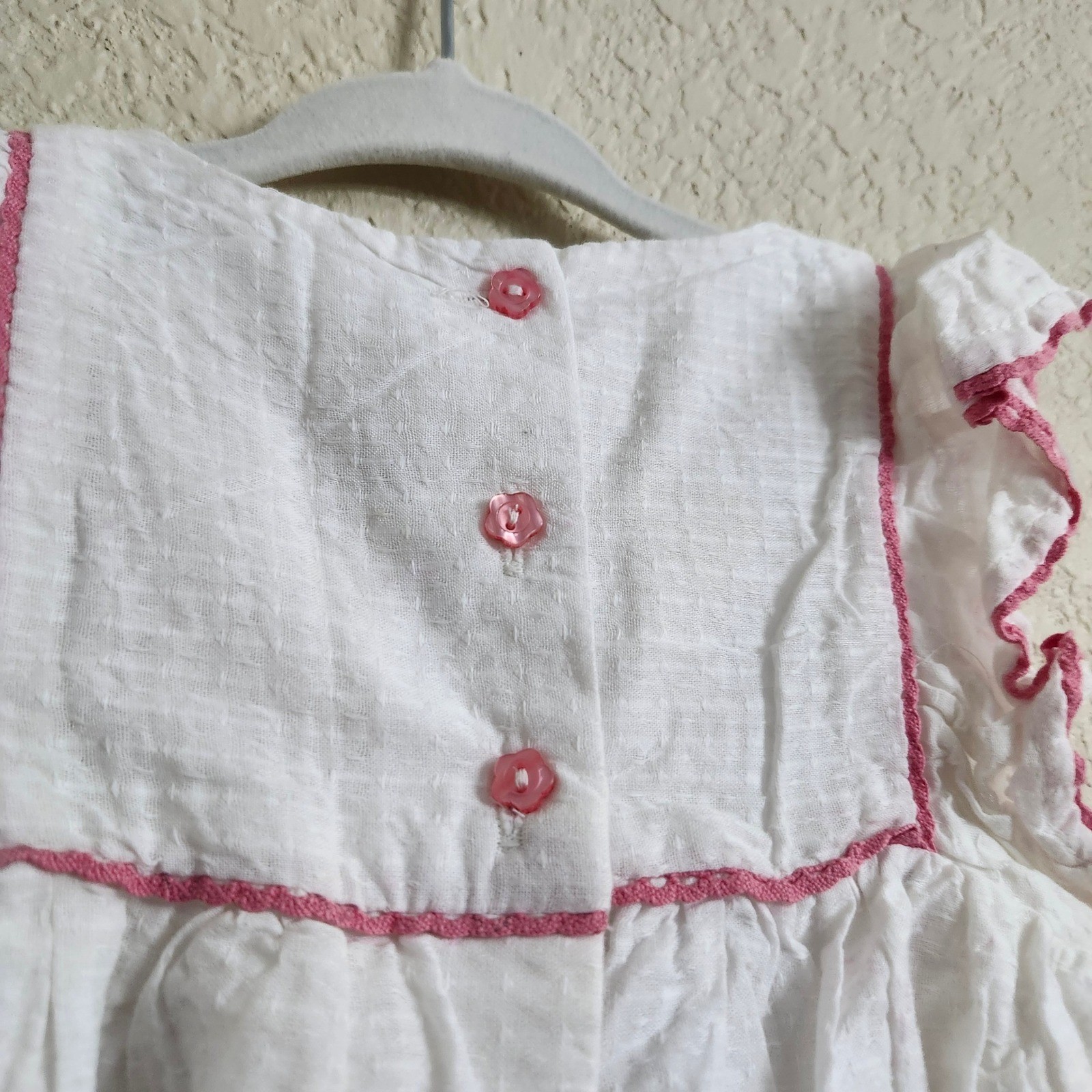 Haute Hippie Baby 24M White Floral Spring Cotton Ruffle Dress Pink Yellow