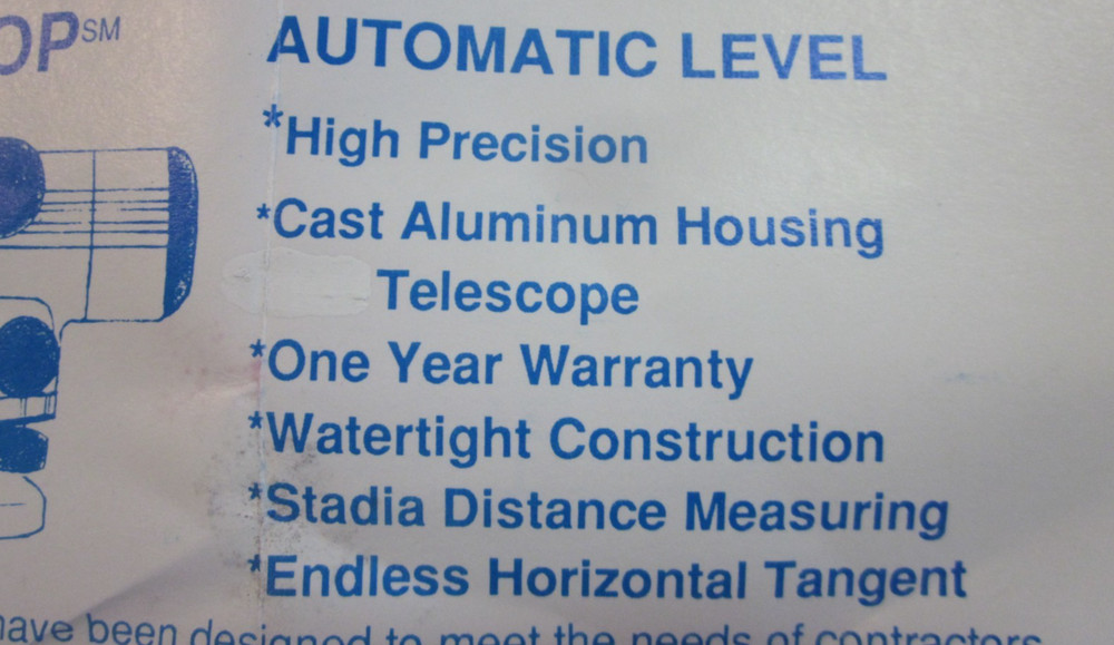 Geotop automatic level transit instrument w. plumb bob in case
