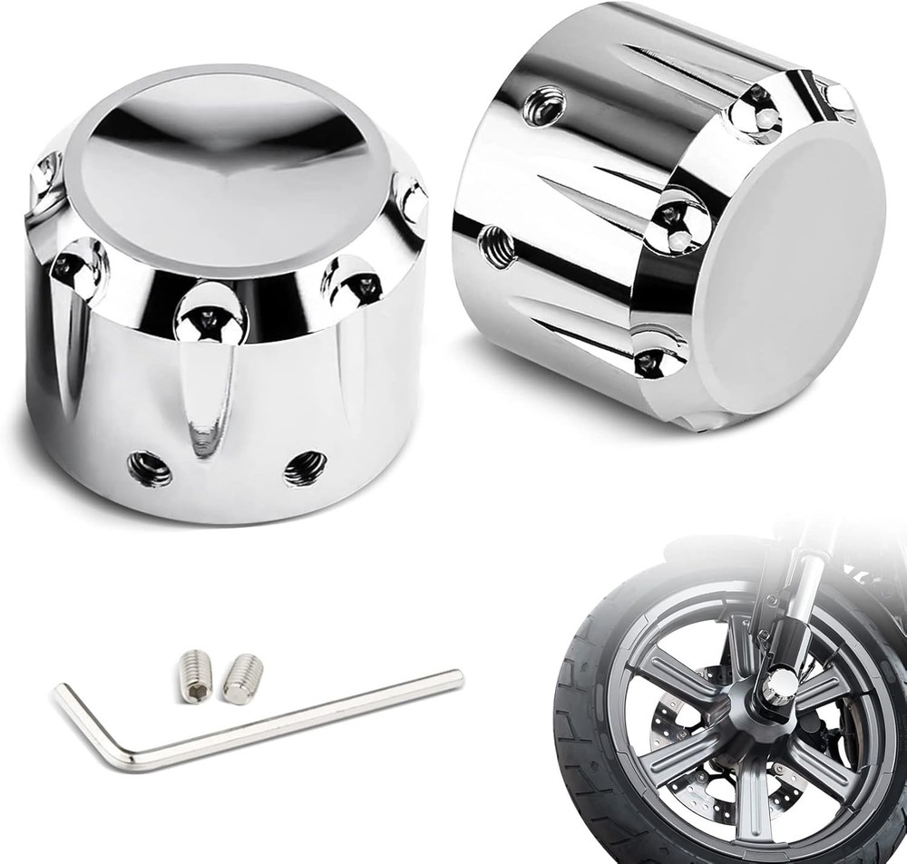 Chrome Front Axle Nut Covers Axle Nut Caps Compatible for Harley Davidson Spo...