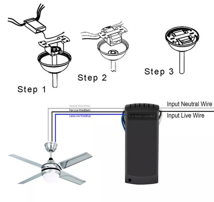 Universal Ceiling Fan Lamp Light Remote Control Receiver Kit Timing Wireless 15M