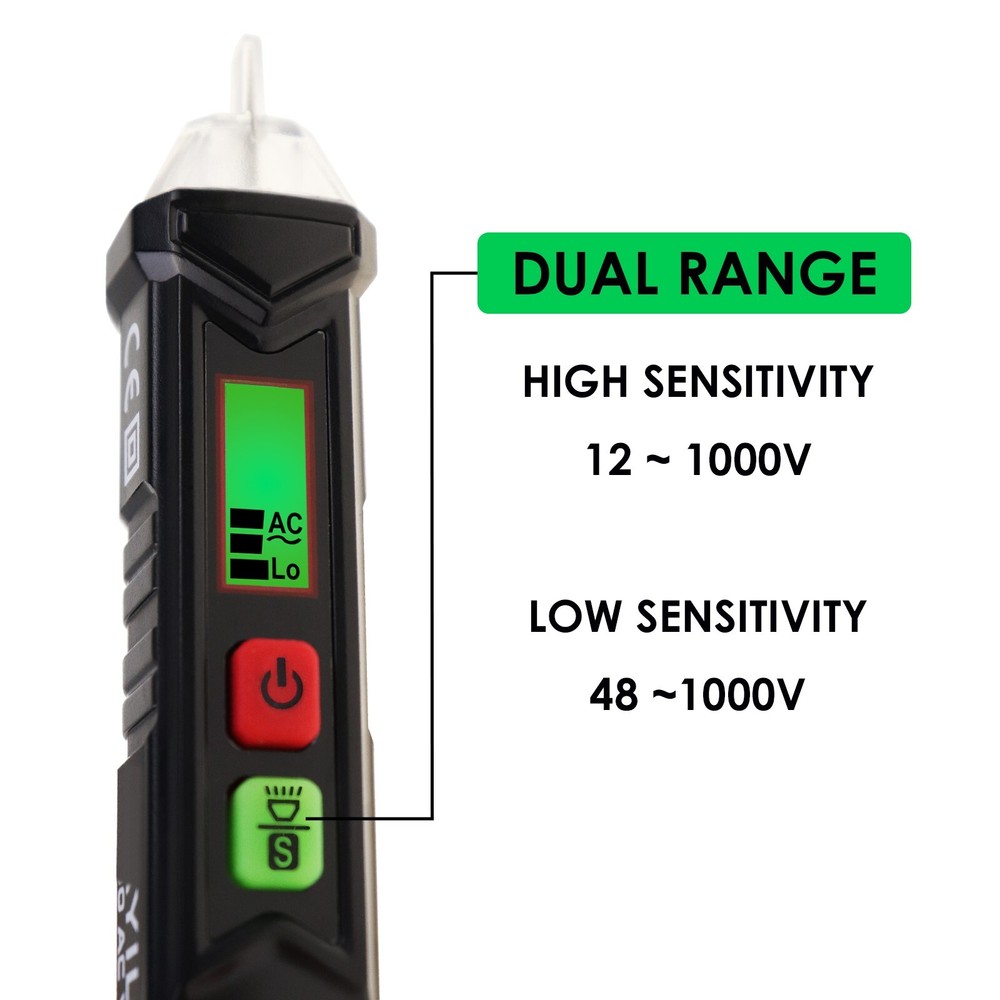 AC Voltage Detector Dual Range NCV Tester Non-contact Live & Null Wire Detection