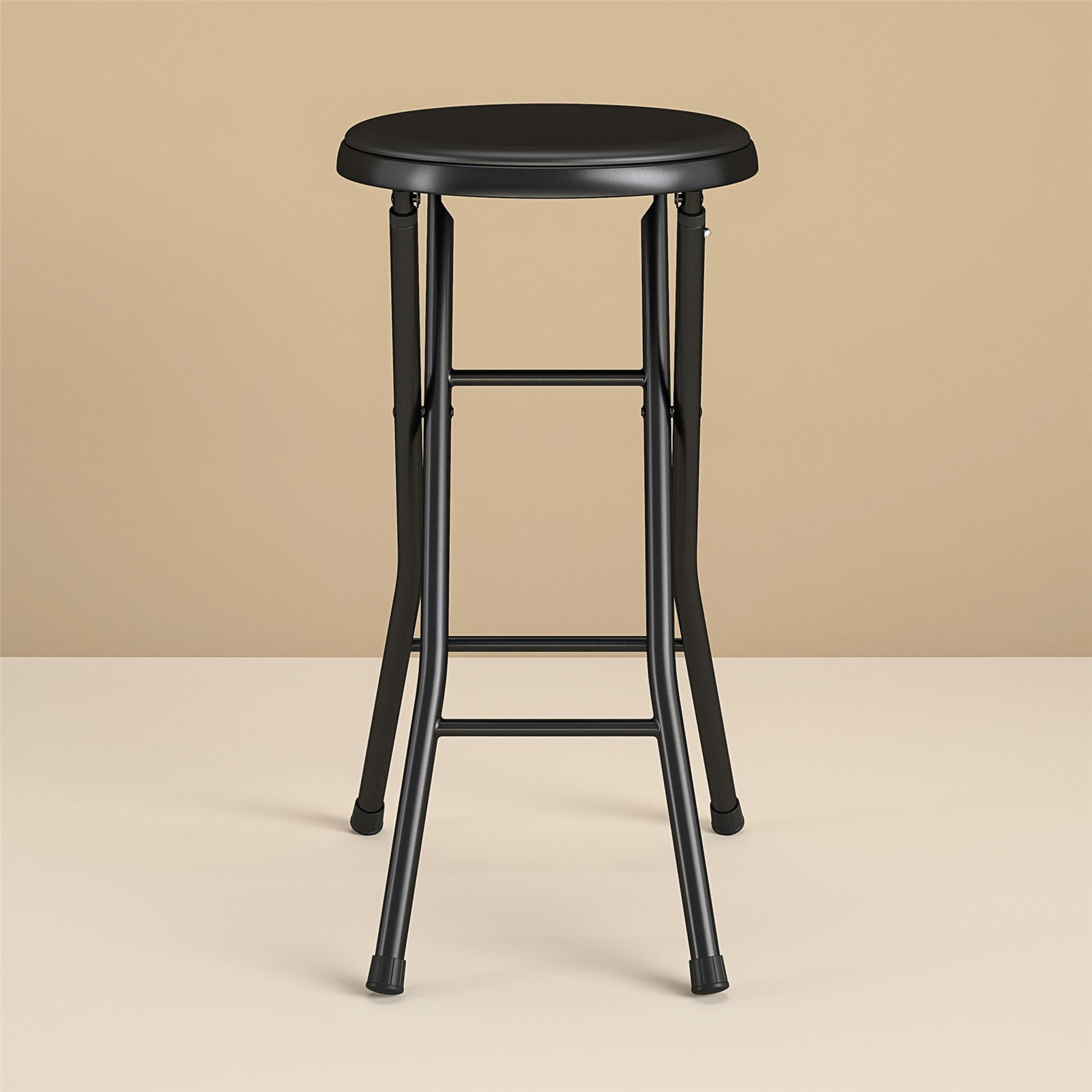 24" Vinyl Padded Folding Stool, Black