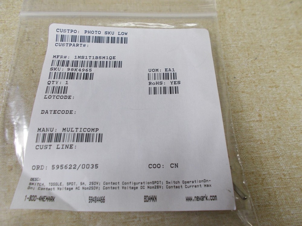 NEW Multicomp 1MS1T1B5M1QE 5A Toggle Switch *FREE SHIPPING*