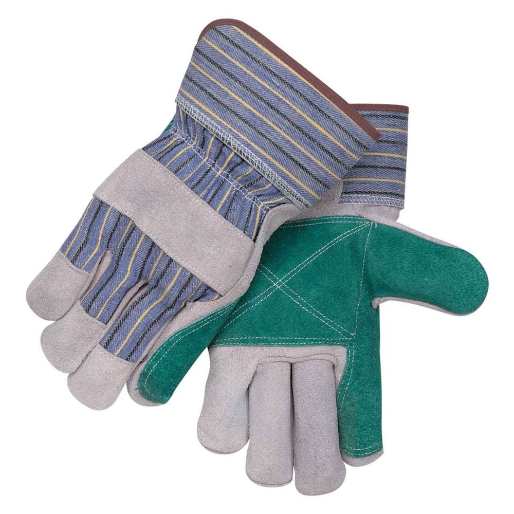 Black Stallion 6DP Padded Double Palm Split Cowhide Work Gloves, Large, 12 pack