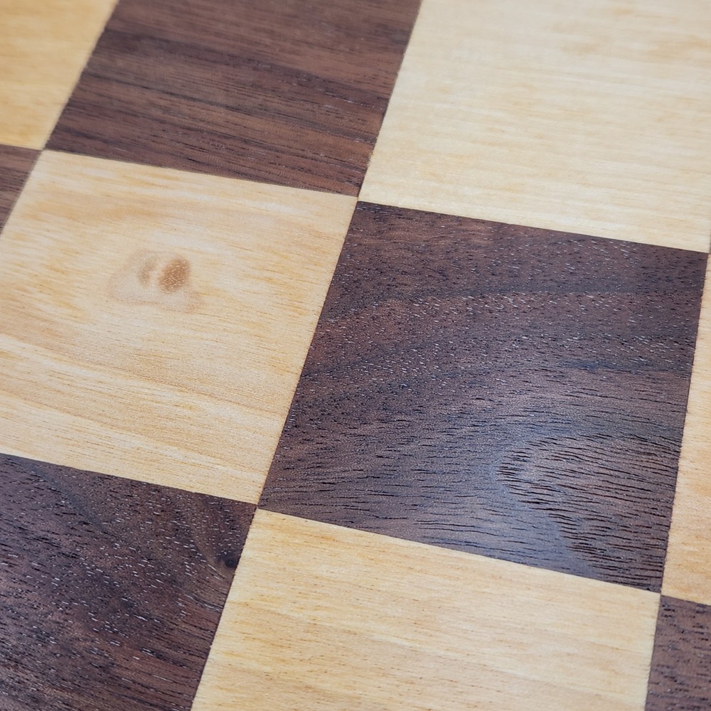Vtg Drueke 21" Solid Walnut/Maple Chess Board 2" Squares Restored Two Sided 7lbs
