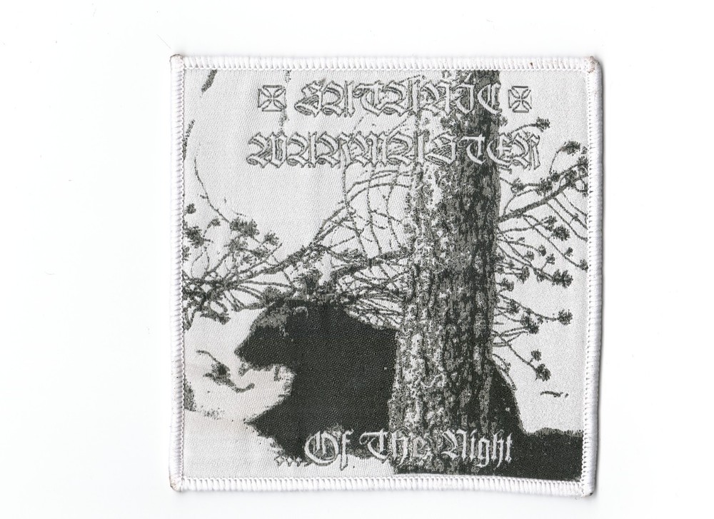 SATANIC WARMASTER , OF THE NIGHT,  SEW ON WHITE BORDER WOVEN PATCH