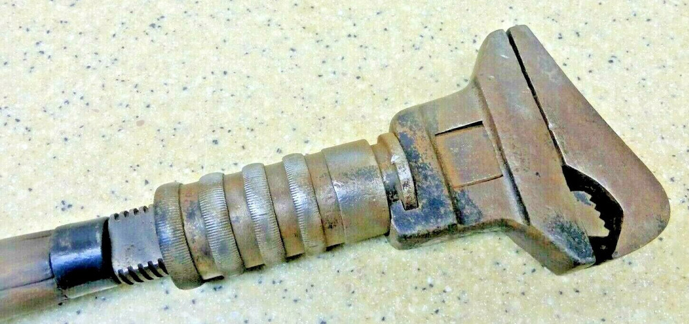Vintage Wood Handle Monkey Pipe Wrench