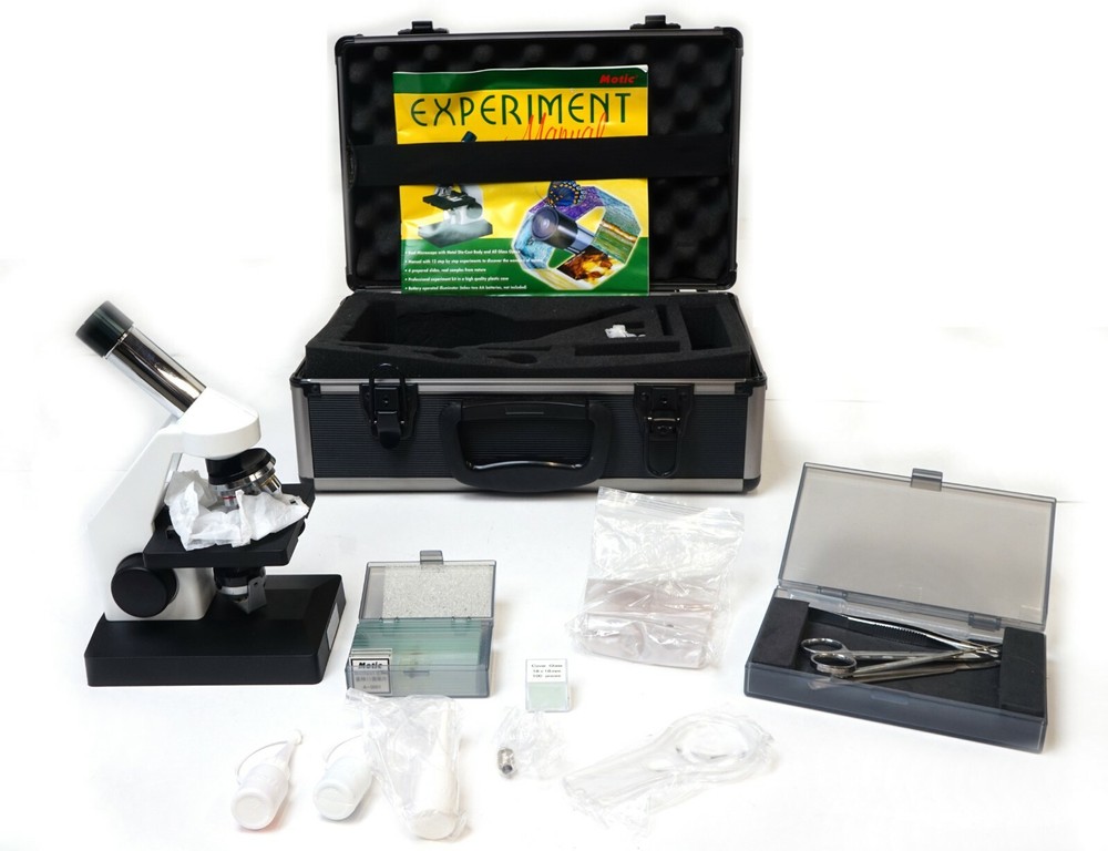 Edmund Scientific Motic Educational Microscope Experiment Kit + Instruments