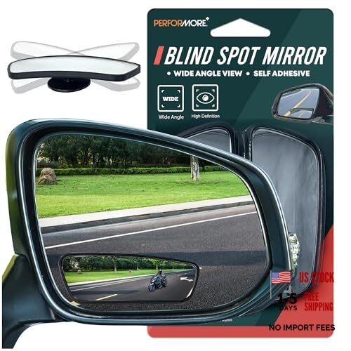 2 Pack of Blind Spot Car Mirrors, Adjustable HD Glass Adjustable - Rectangular