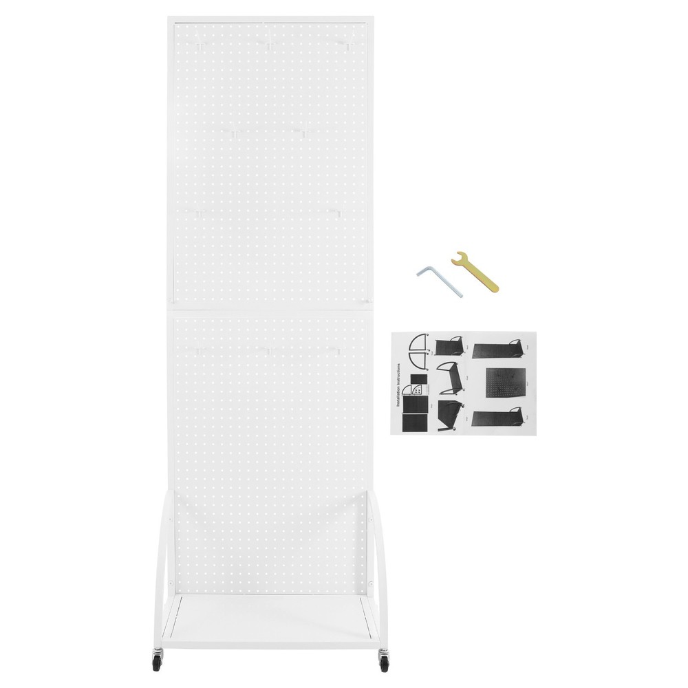 Durable Mobile Pegboard Display Stand with Wheels for Retail & Tools