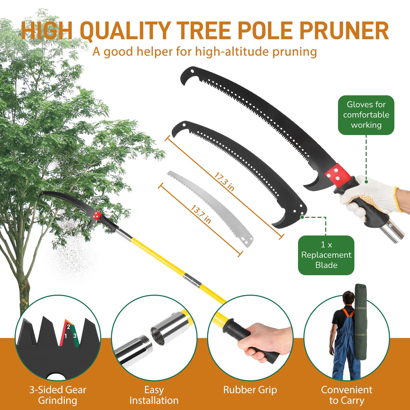 Tree Pruner Pole 30 ft. Saw Branch Limb Pruning Cutter Trimmer Extendable Shaft
