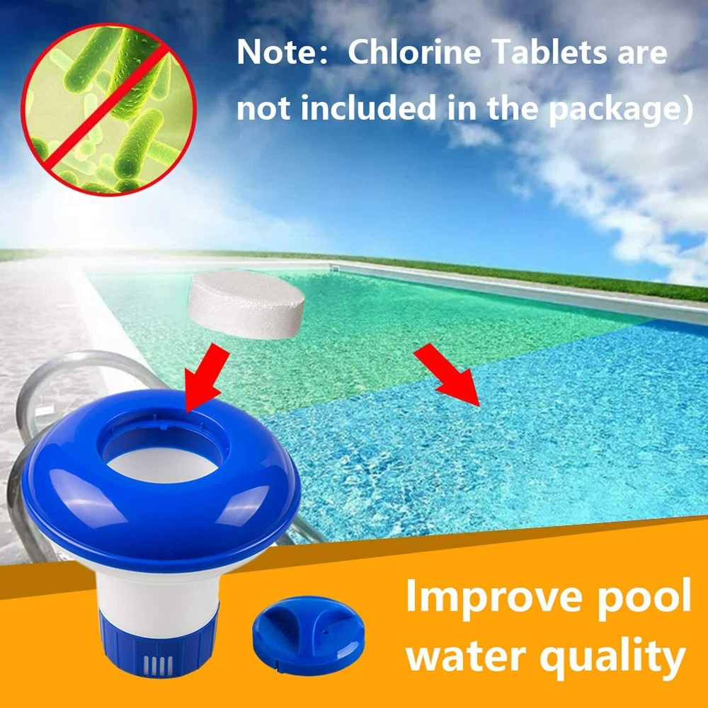 Swimming Pool Spa Adjustable Floating Chlorine Dispenser 1.5" Blue