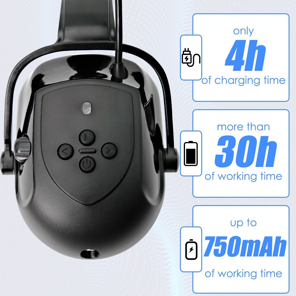 Construction Safety Helmet W/ 5.0 Bluetooth Earmuffs CE Hard Hat Head Protection