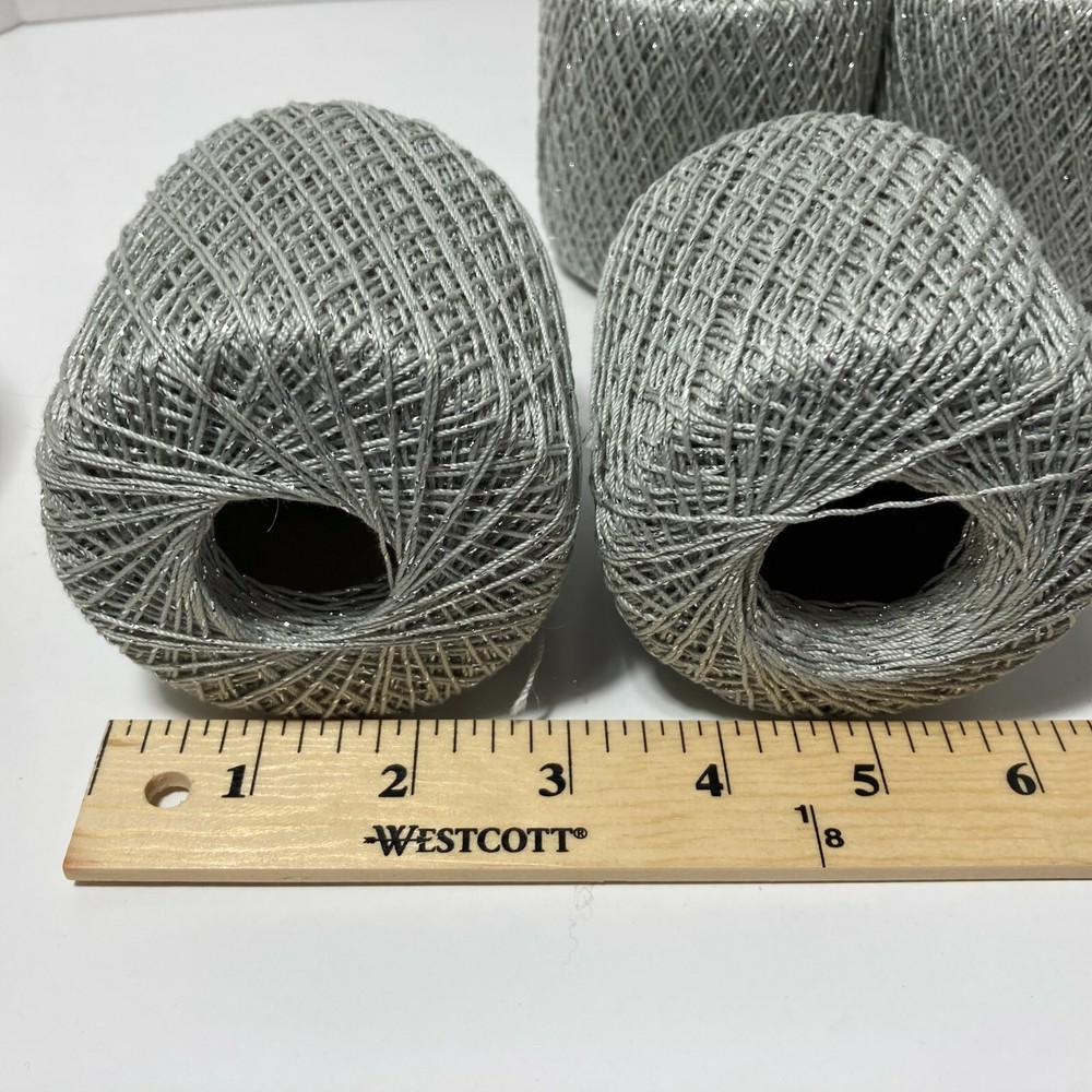 Aunt Lydia's Metallic Crochet Thread Size 10 Silver Silver 4 Spools