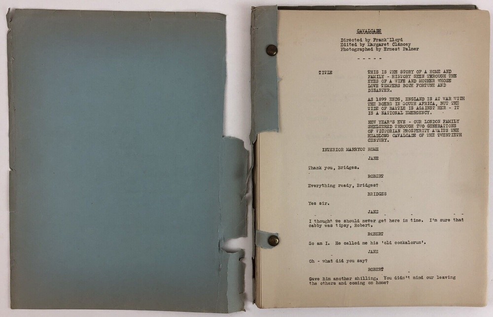 Noel Coward / CAVALCADE BRITISH VERSION ORIGINAL 1932 SCRIPT FRANK LLOYD