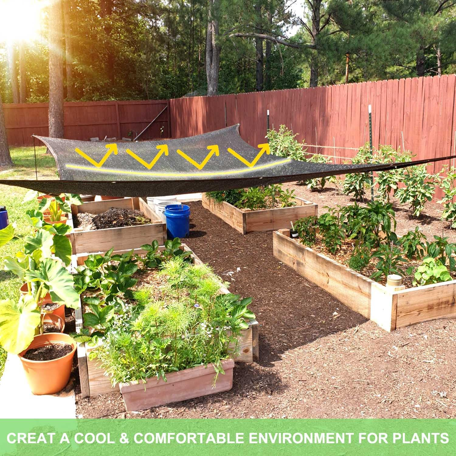 Garden 40% Shade Cloth 10 X 20 Ft Shade Mesh Tarp With Reinforced Brass Grommets