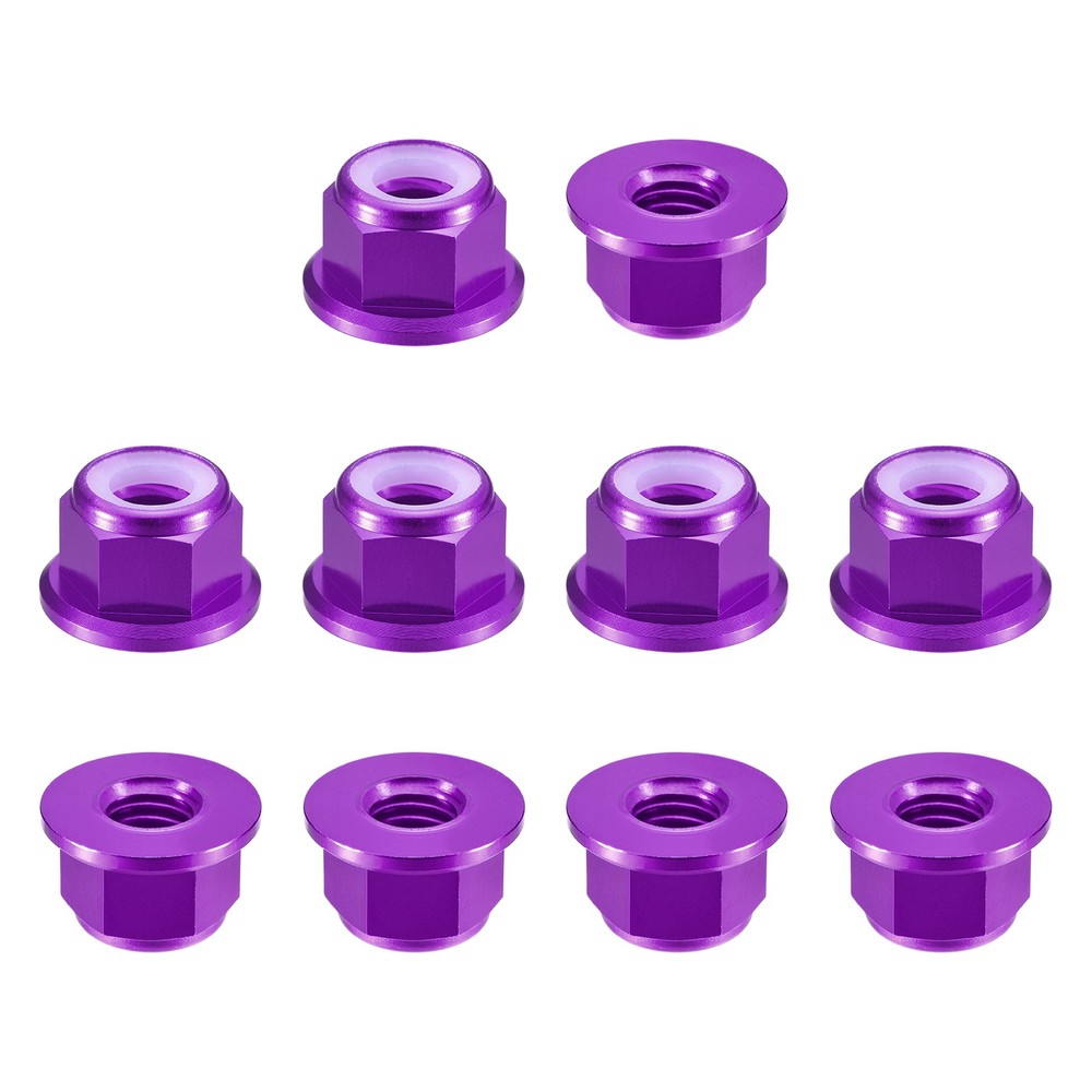 Nylon Insert Hex Lock Nuts, 10pcs - M8x1.25mm Self-Locking Nut(Purple)