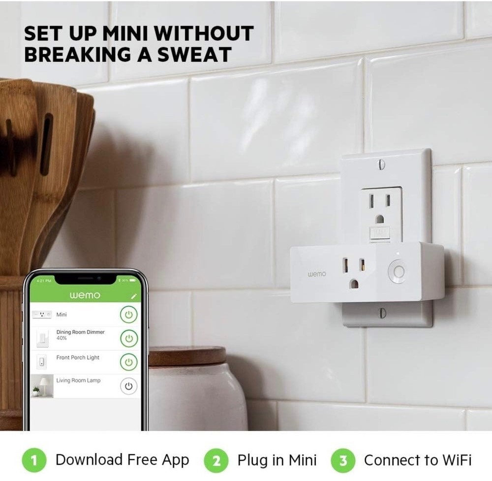 WeMo - WiFi Enabled Mini Smart Plug - White (F7C063)....