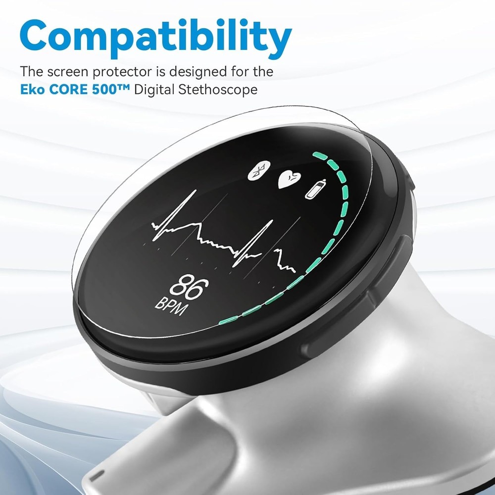 2-Pack Full Coverage 3D Curved Screen Protectors for Eko Core 500 Stethoscope