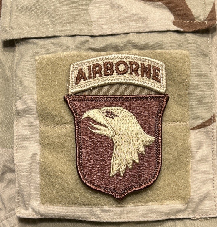 US Army 101st Airborne Division Patch w/ Hook DCU Subdued Desert