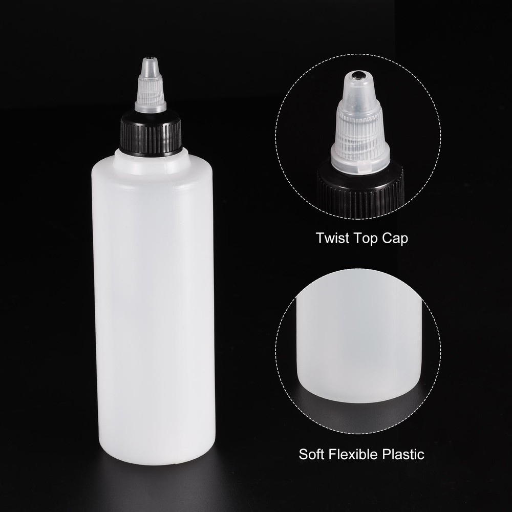4Pcs 250ml Empty Squeeze Bottles Dispensing Bottle with Twist Top Cap