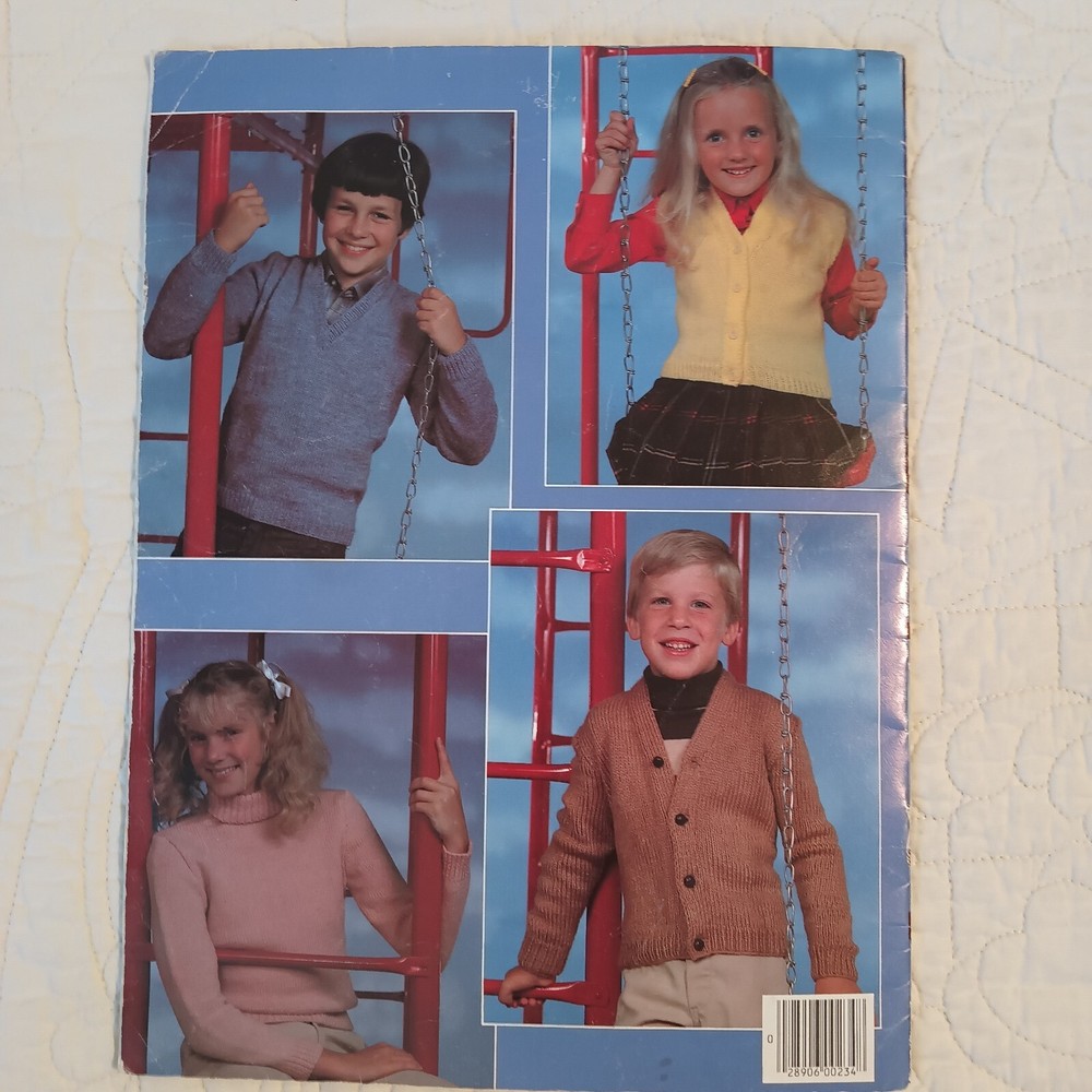 1982 Leisure Arts Children's Sweaters Knitting Crochet Pattern Book Leaflet 234
