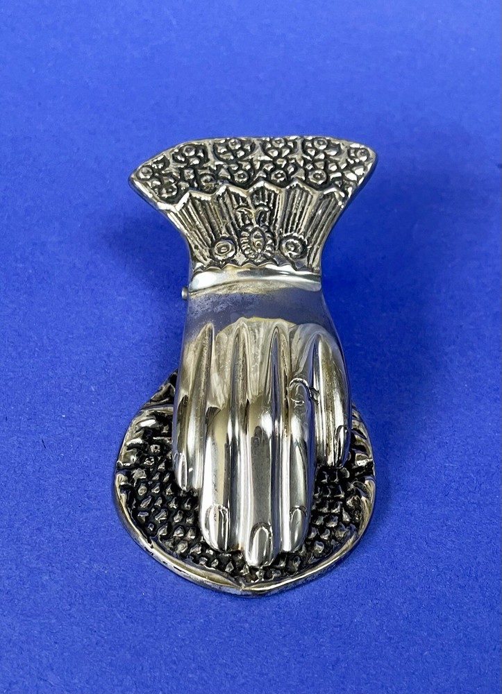 💙SILVERPLATE ANDREA by SADEK Victorian Repro Gloved HAND CLIP HOLDER Vintage