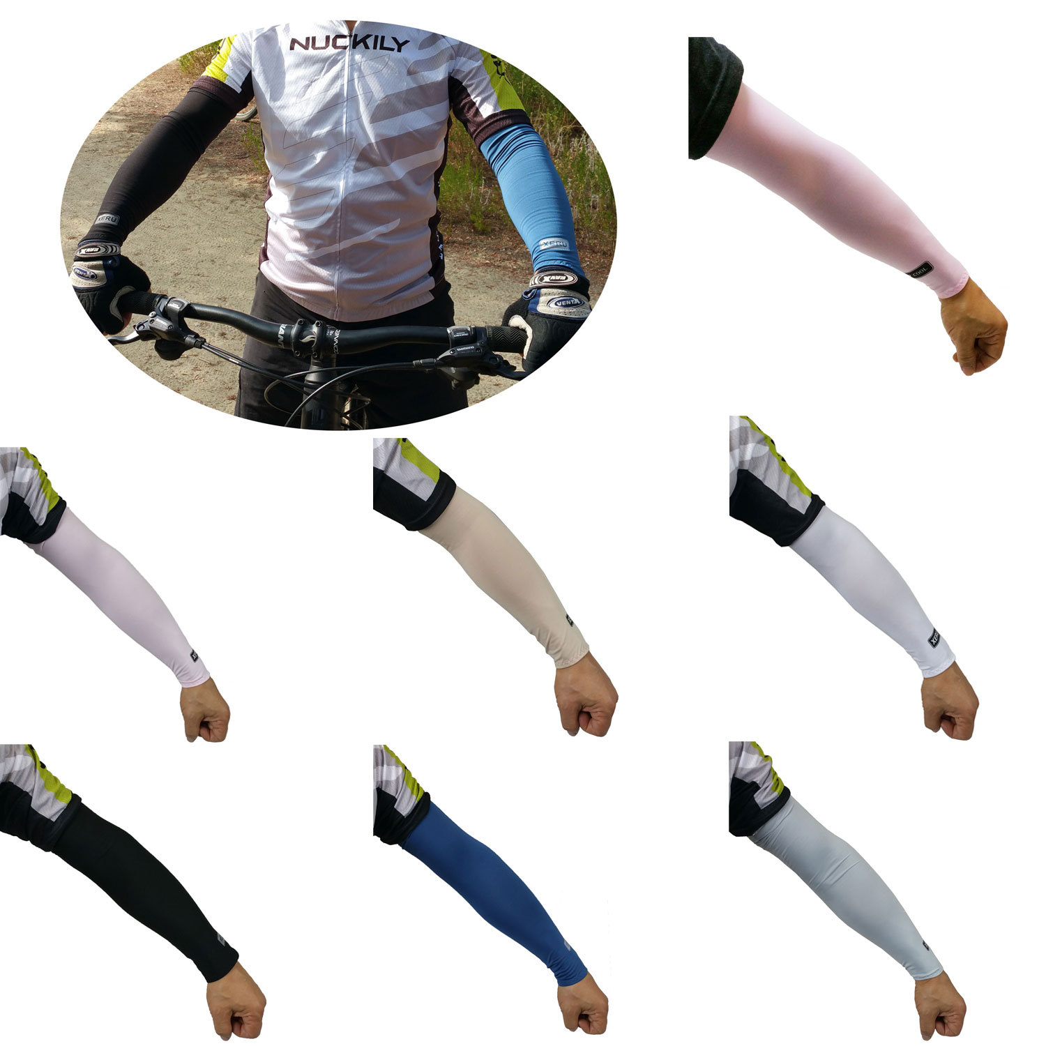5 Pairs Cooling Arm Sleeves Cover UV Sun Protection Outdoor Sports XERU