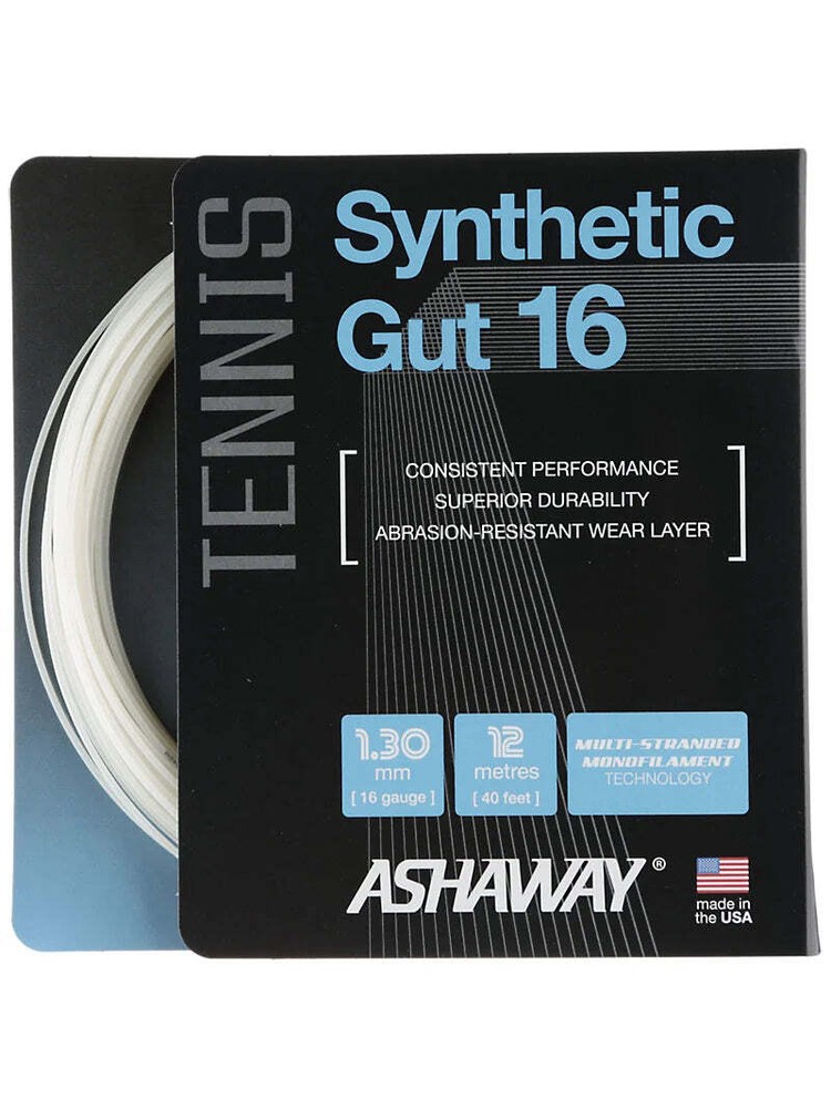 Ashaway SYNTHETIC GUT 16 White Tennis String Set