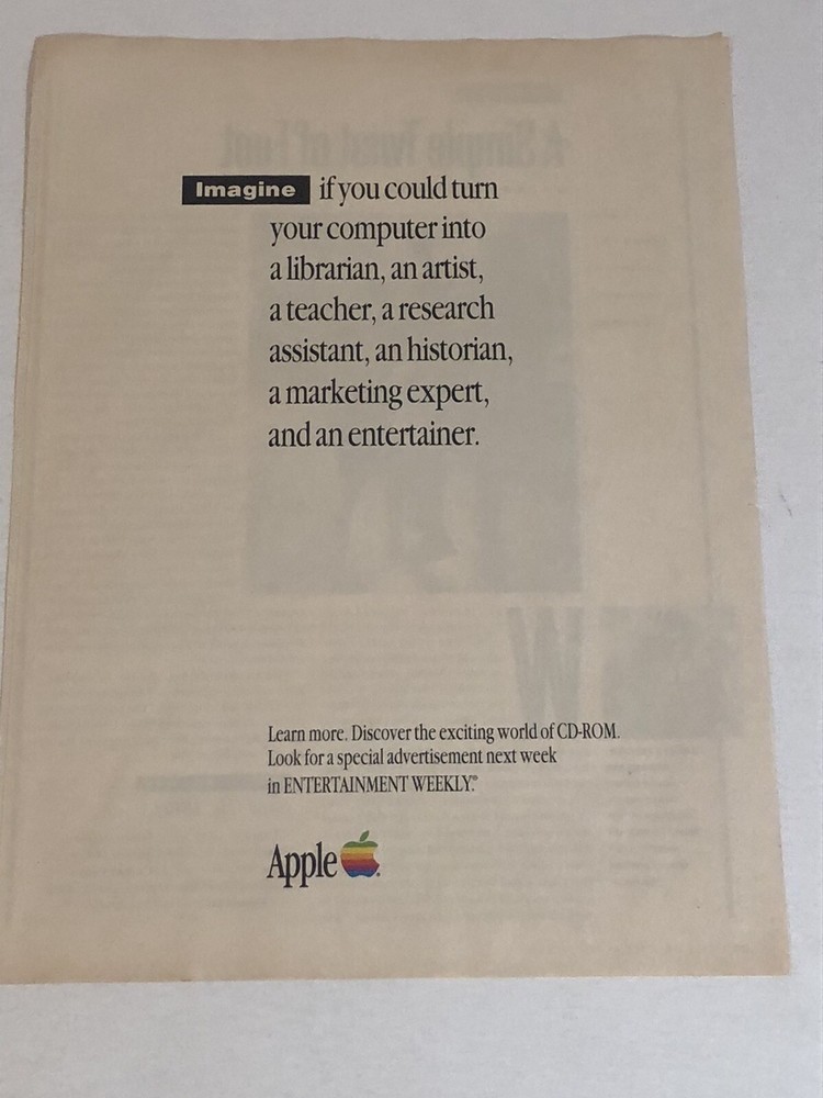 1993 Apple Computer Vintage Print Ad Advertisement pa13