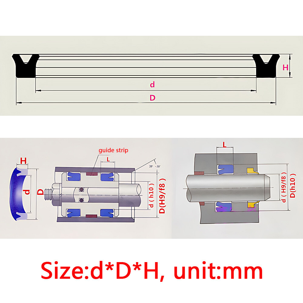 USH/UPH/Y Oil Seal Ring Hydraulic Cylinder Piston Hole Shaft Seal NBR Lip Seal