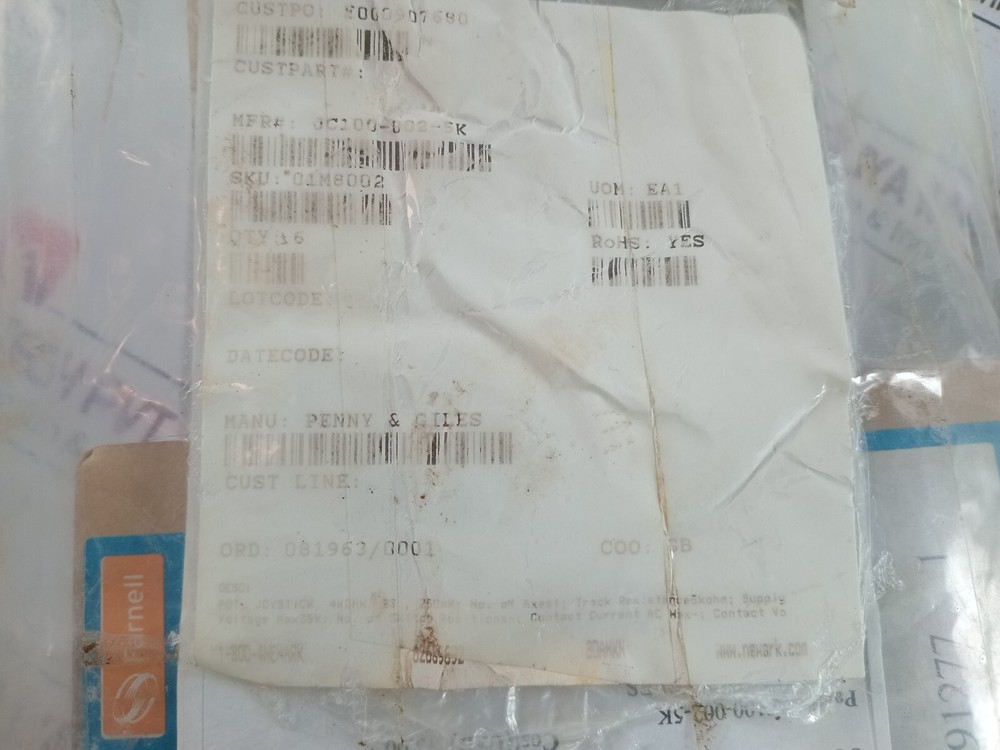 P&G CONTROLS JC100-0015 Joystick Controller P47310/1
