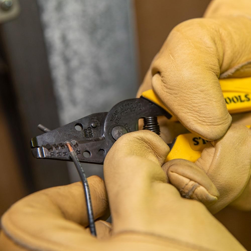Klein Tools 11048 Dual Wire Stripper Cutter for Solid Wire, Small, Yellow