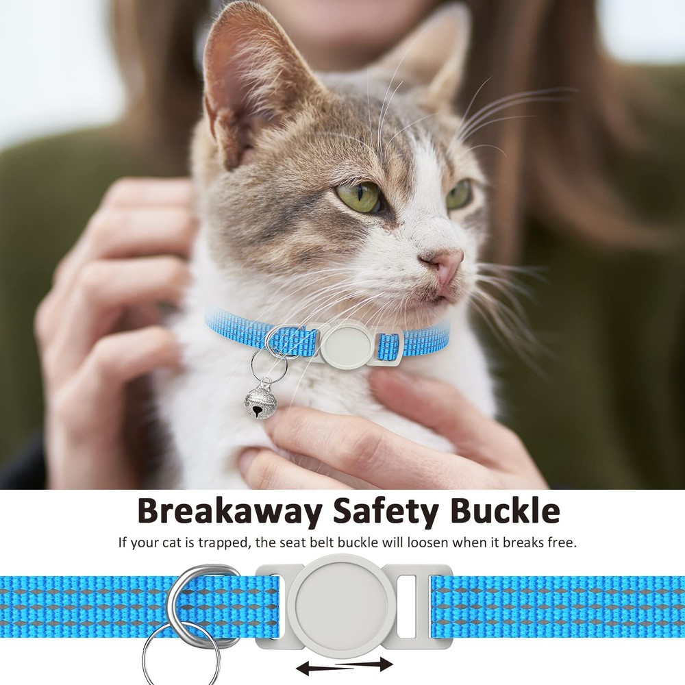 5 Pack Reflective Breakaway Cat Collars with Bells Adjustable 5 Colors