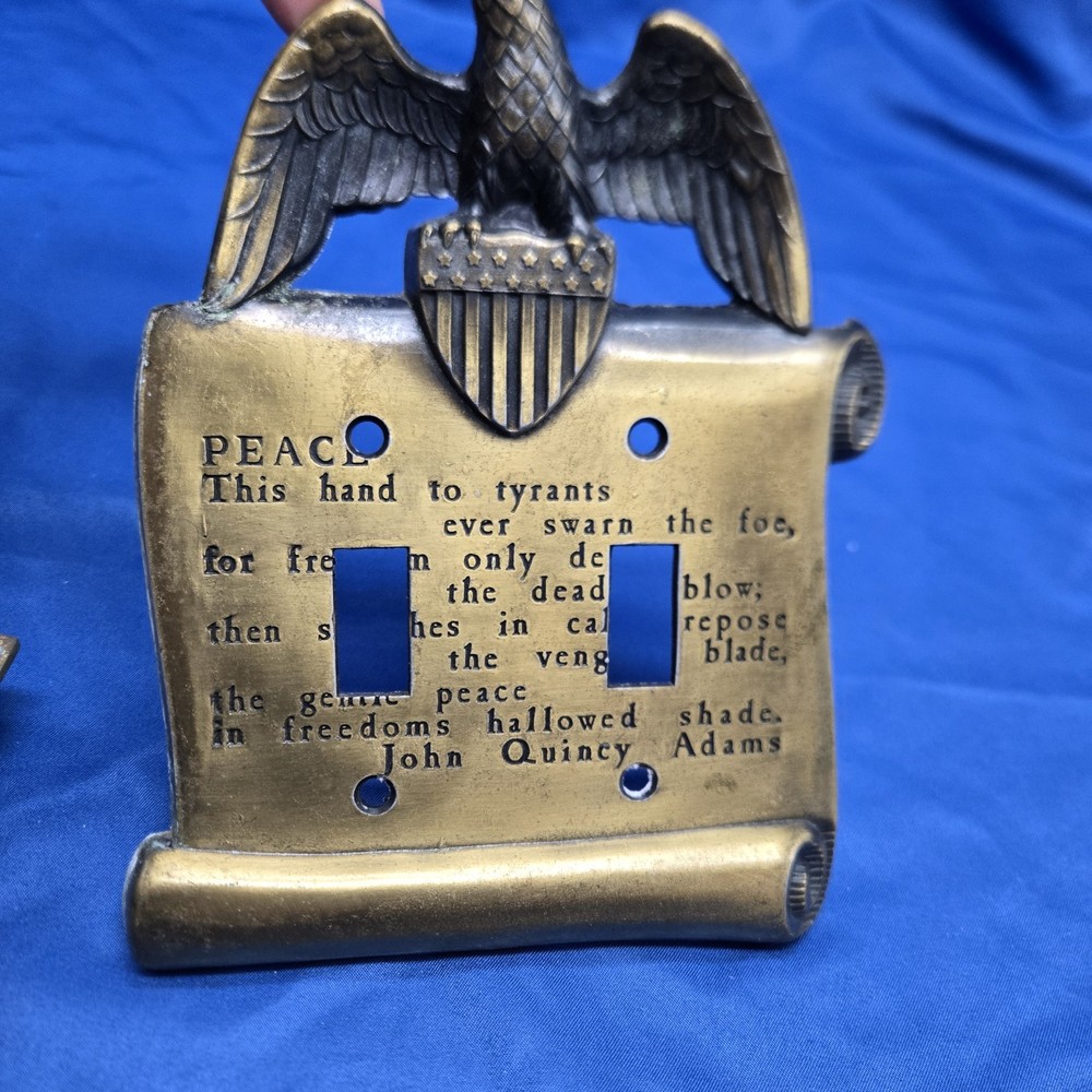vintage brass switch plate cover Lot 7 India Rope Eagle Toggle Push Button