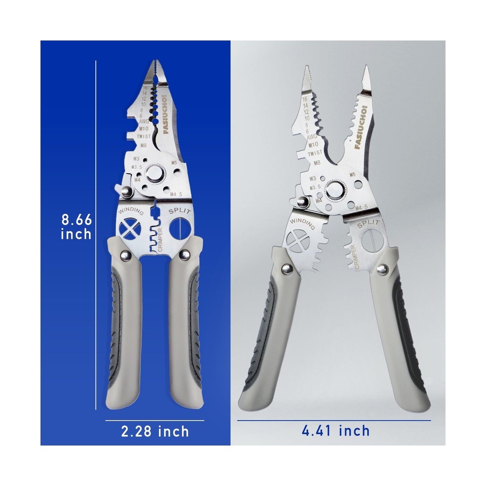 Multi-function Wire Stripper Tool Electrical, 9-in-1 Wire Cutter & Wire Crimp...