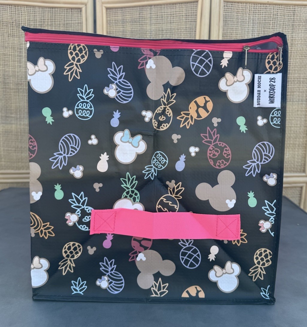 Buddha Mochi Black Disney Pineapple Mickey Large Storage Tote Bag Reusable NEW!