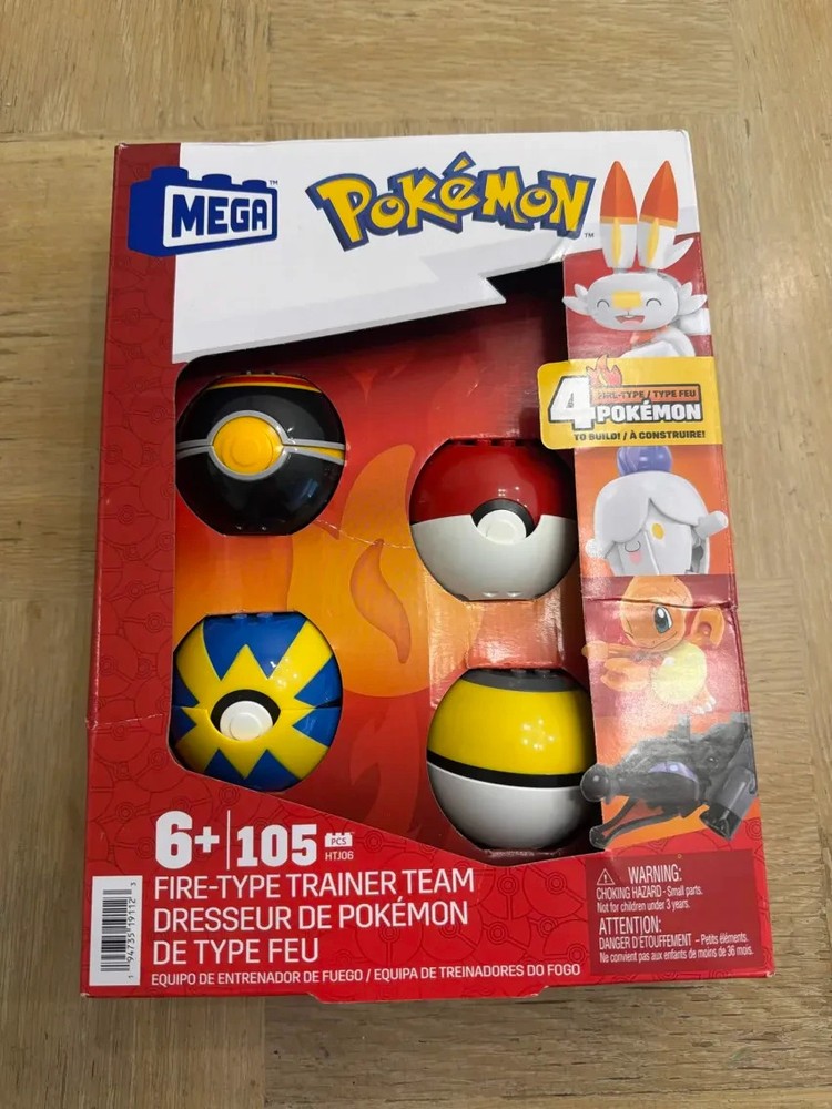 MEGA Pokémon Fire Type Trainer Team 105pcs Building Block Set NEW (Box Damage)