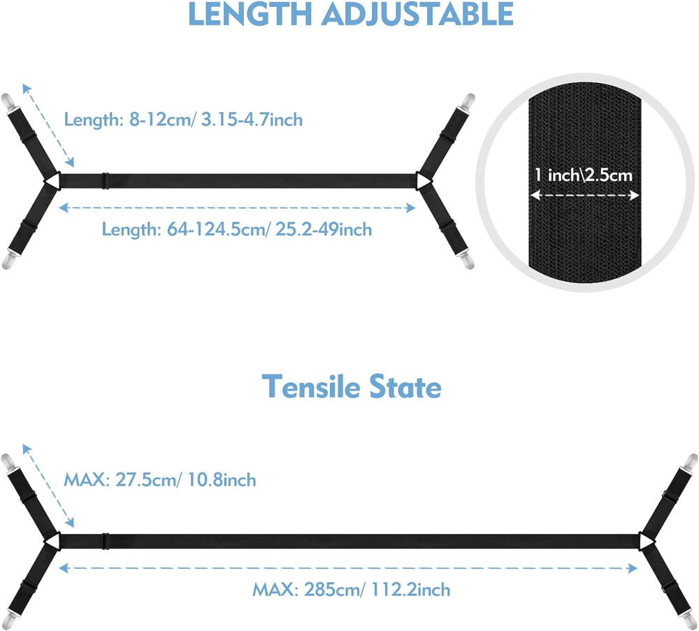 3 PCS Bed Sheet Straps Adjustable Sheet Straps Fitted Sheet Straps Extended Elas