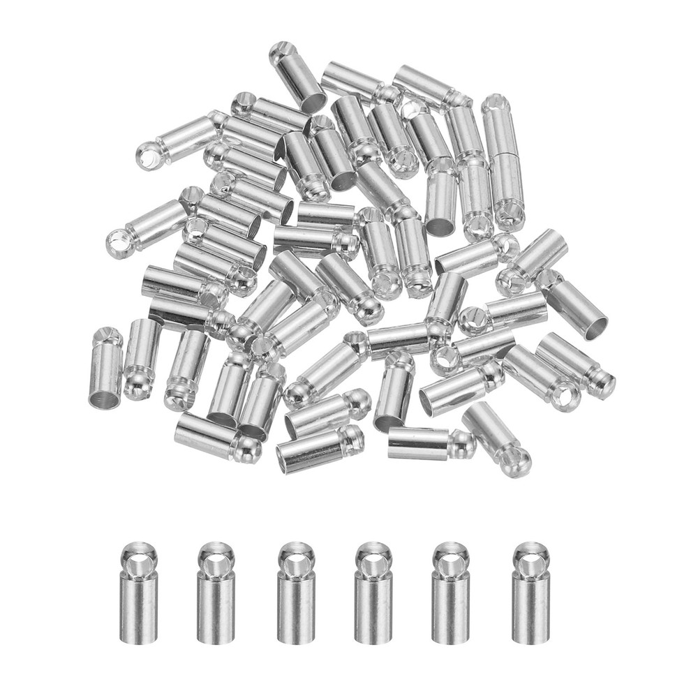50-Pack Tassel Cord End Caps, 3mm ID Kumihimo End Tip [Light Silver]