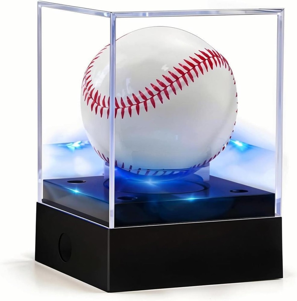 USA Acrylic Clear Baseball Display Case with Adjustable LED Light Display Box
